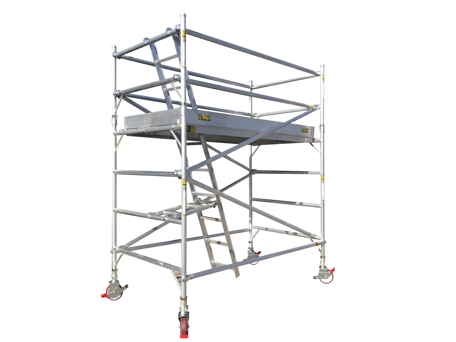 single level double width mobile scaffold 4m internal ladders